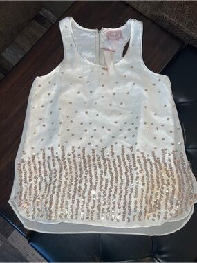 Romeo & Juliet Couture White Sleeveless Sequin Ombre Tank